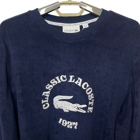 NWT Lacoste Men’s Regular Fit Terrycloth Lounge Sweatshirt Blue Size Medium - Picture 7 of 16